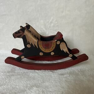 Vintage Hand-Painted Wooden Rocking Horse